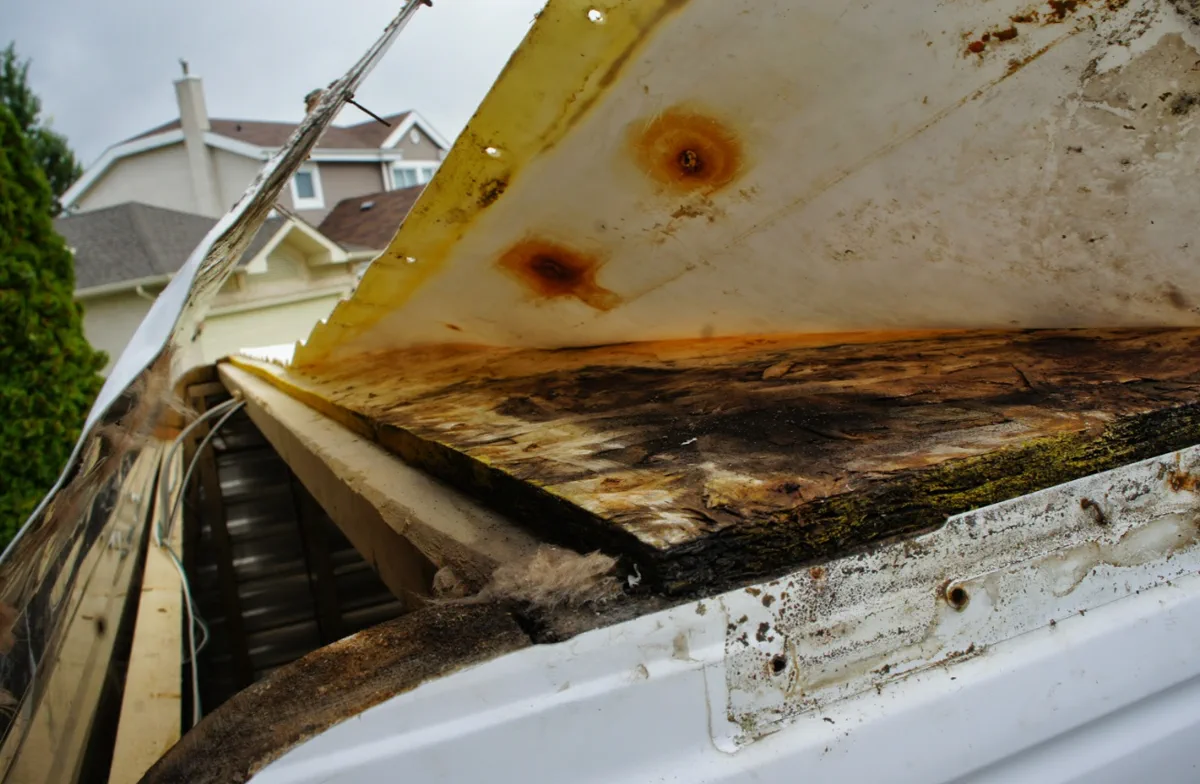 RV sidewall delamination caused by roof leak, being repaired in Coral Gables Miami